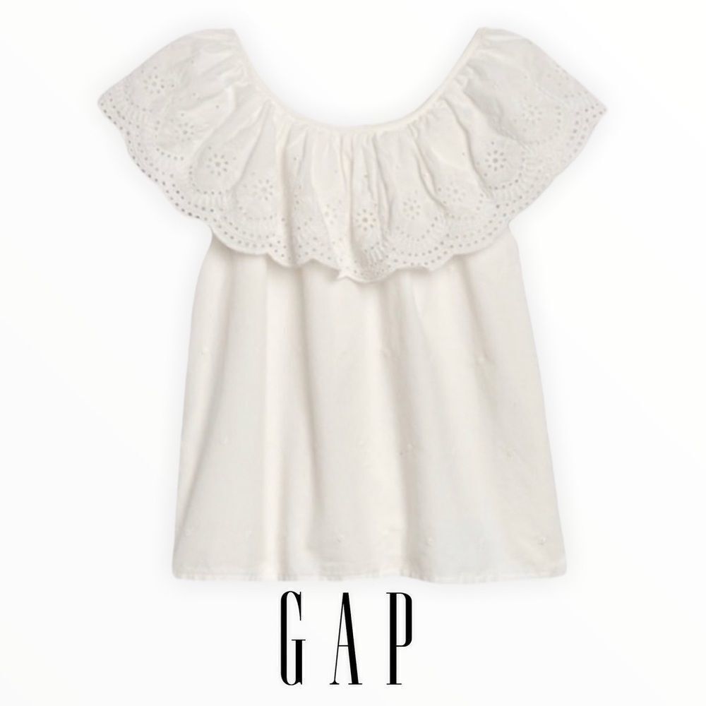 GAP Kids | Ivory | EYELET RUFFLE TOP - Picture 2 of 9